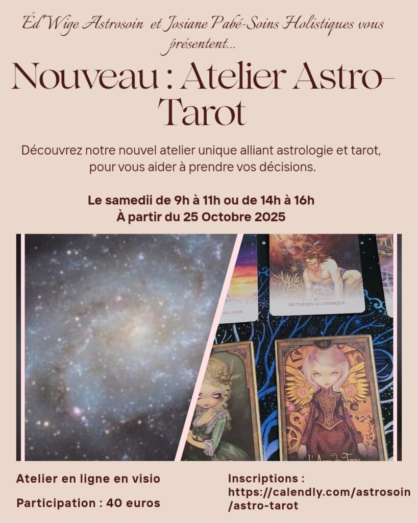 Affiche de l'atelier bien être Astro-Tarot